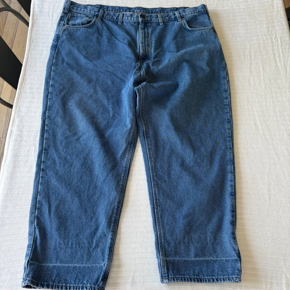 Carhartt B172 DST Flannel Lined Relaxed Fit Jeans Mens 50x30 Dark Stone Blue